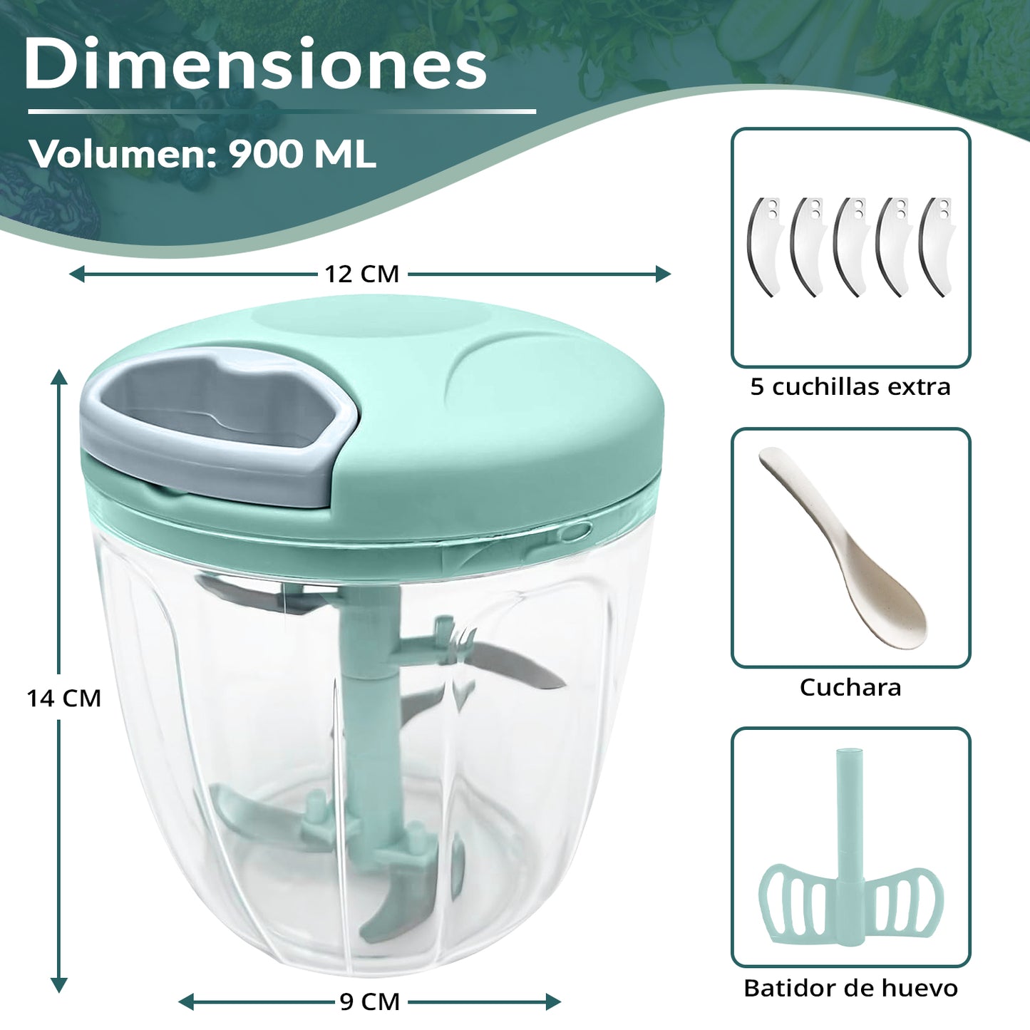 Picadora Manual con 900 ML de capacidad (2ª UNIDAD CON 50% DE DESCUENTO)